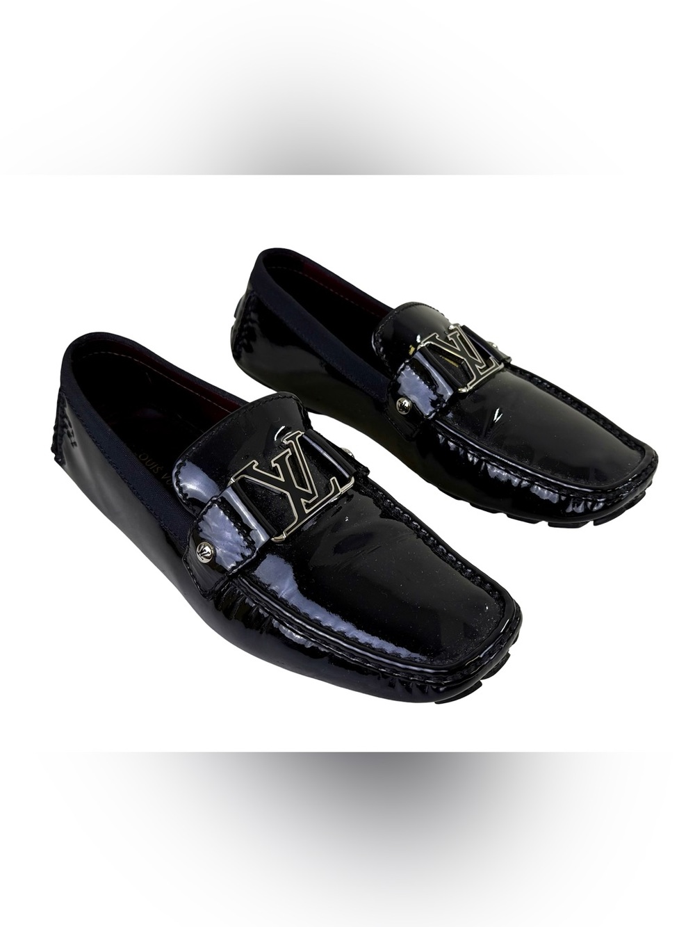 LOUIS VUITTON MONTE CARLO LOAFERS IN GENUINE BLACK HIGH GLOSS PATENT LEATHER